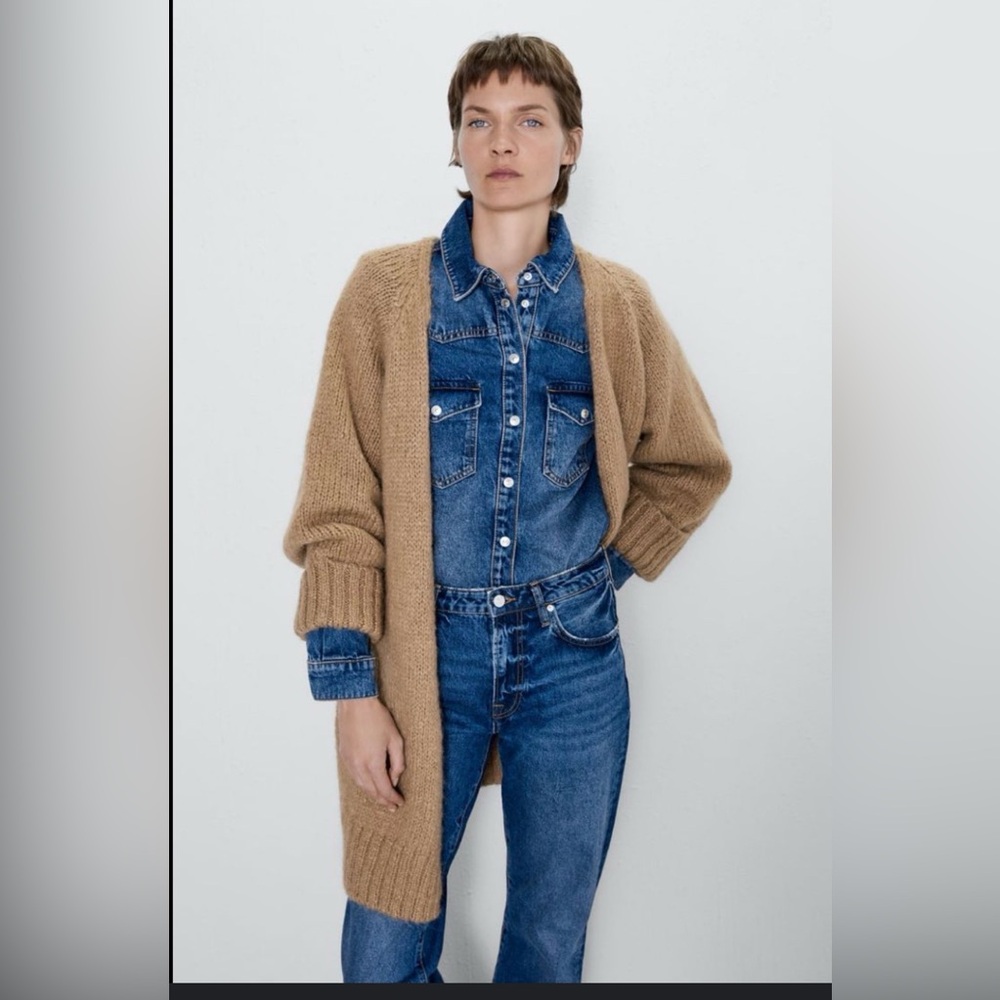Zara Women's Cozy Brown/Beige Cardigan S - Picture 1 of 6